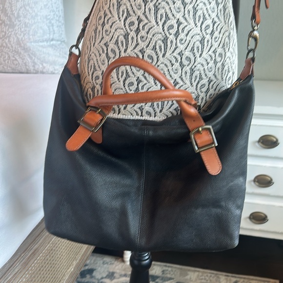 Mark & Graham Black and Brown Leather Women's Tote Bag - Picture 2 of 10